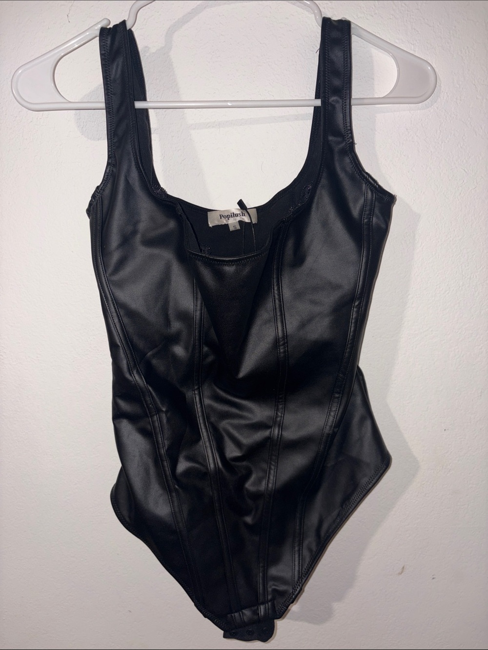 Lush Black Faux Leather Kids One-Piece Bodysuit
